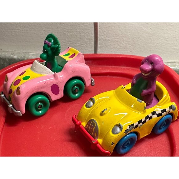 Barney Friends Die Cast Toy Cars Set Barney Baby Bop Characters Cars 80s 90s Vtg - Picture 3 of 8